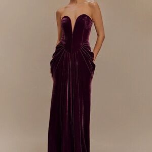 Paige Strapless Velvet Maxi Dress - Plum (ALTERED)